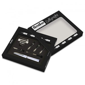 Scrikss | Calligraphy | Pen Set | White Acrylic Carbon Fiber | Medium, 1.1mm, 1.5mm, 2.3mm Nib - penpencilink