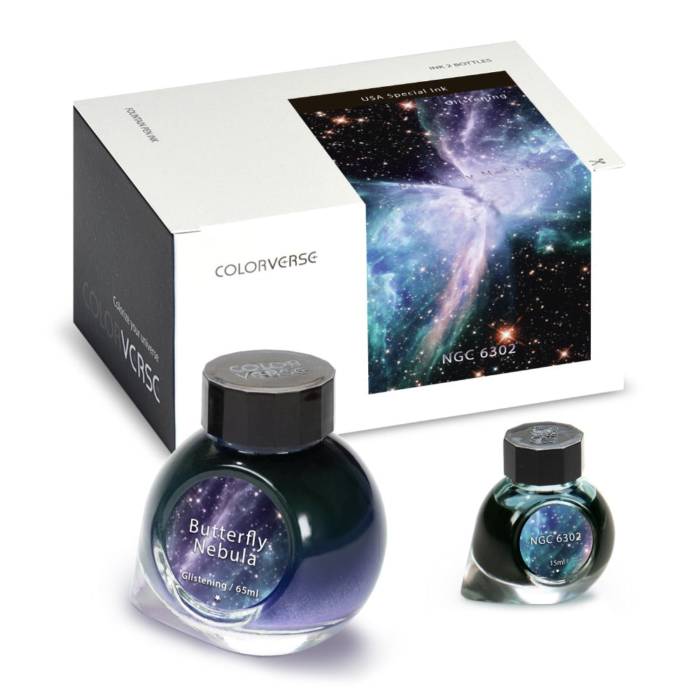 Colorverse | Blue | Fountain Pen Ink Bottled | Special Ink | Butterfly Nebula & NGC 6302 (65ml+15ml)