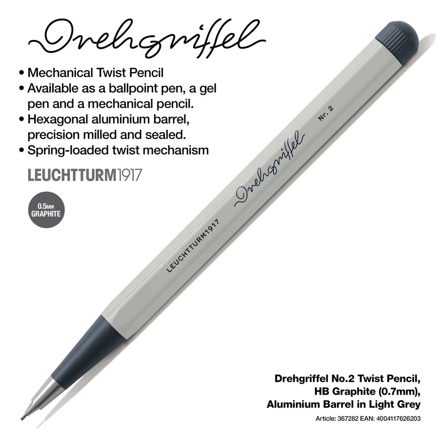 LEUCHTTURM1917 | Drehgriffel No. 2 | Mechanical Clutch Pencil | - Light Grey (0.7mm)