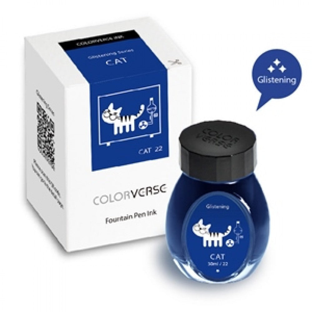 Colorverse | Glistening Series | Multiverse Cat | Fountain Pen Ink | Blue Ink | 30ml - penpencilink