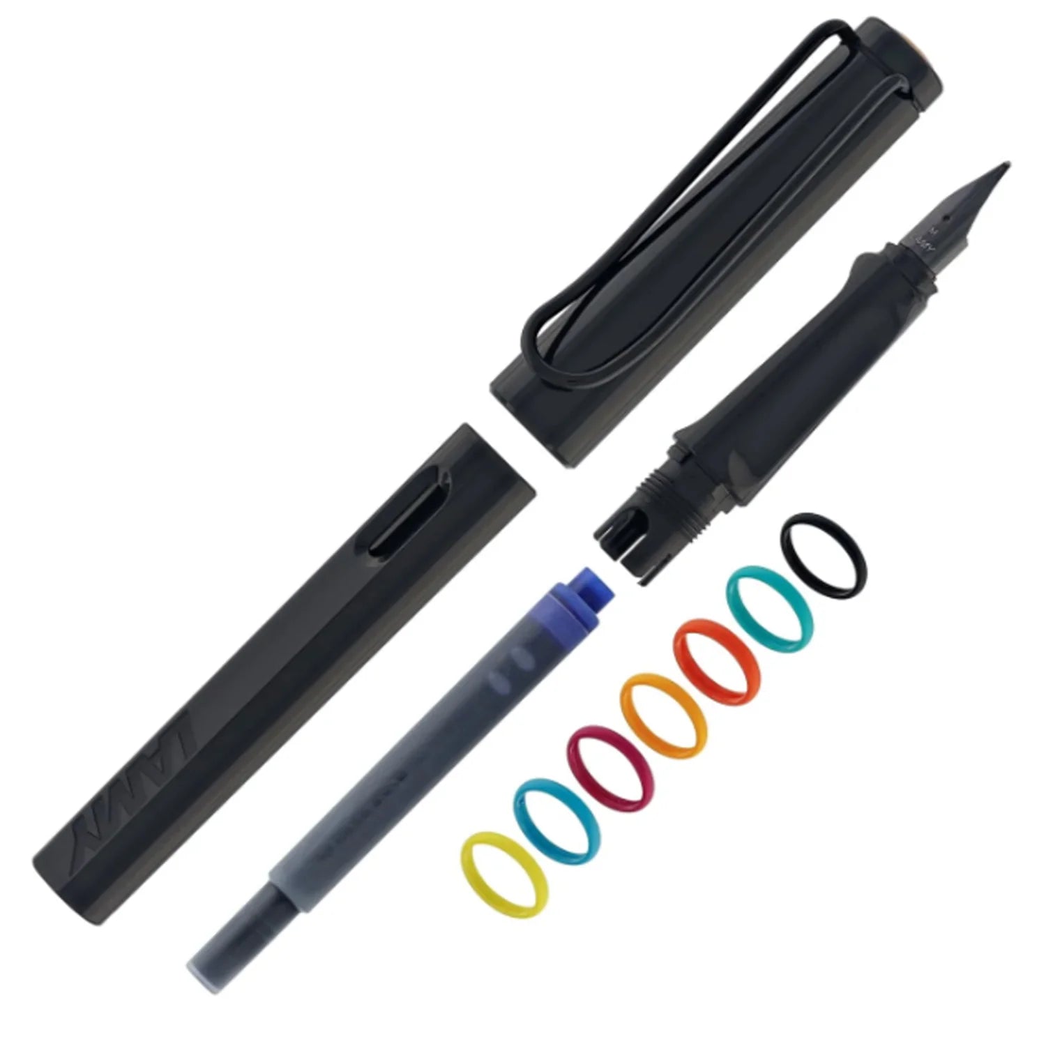 Lamy | Safari | Fountain Pen | Multi Ring Set | - All Black (Special Edition)