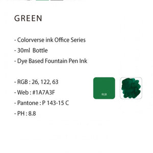 Colorverse | Office Series | Ink Bottle | Green | 30ml - penpencilink