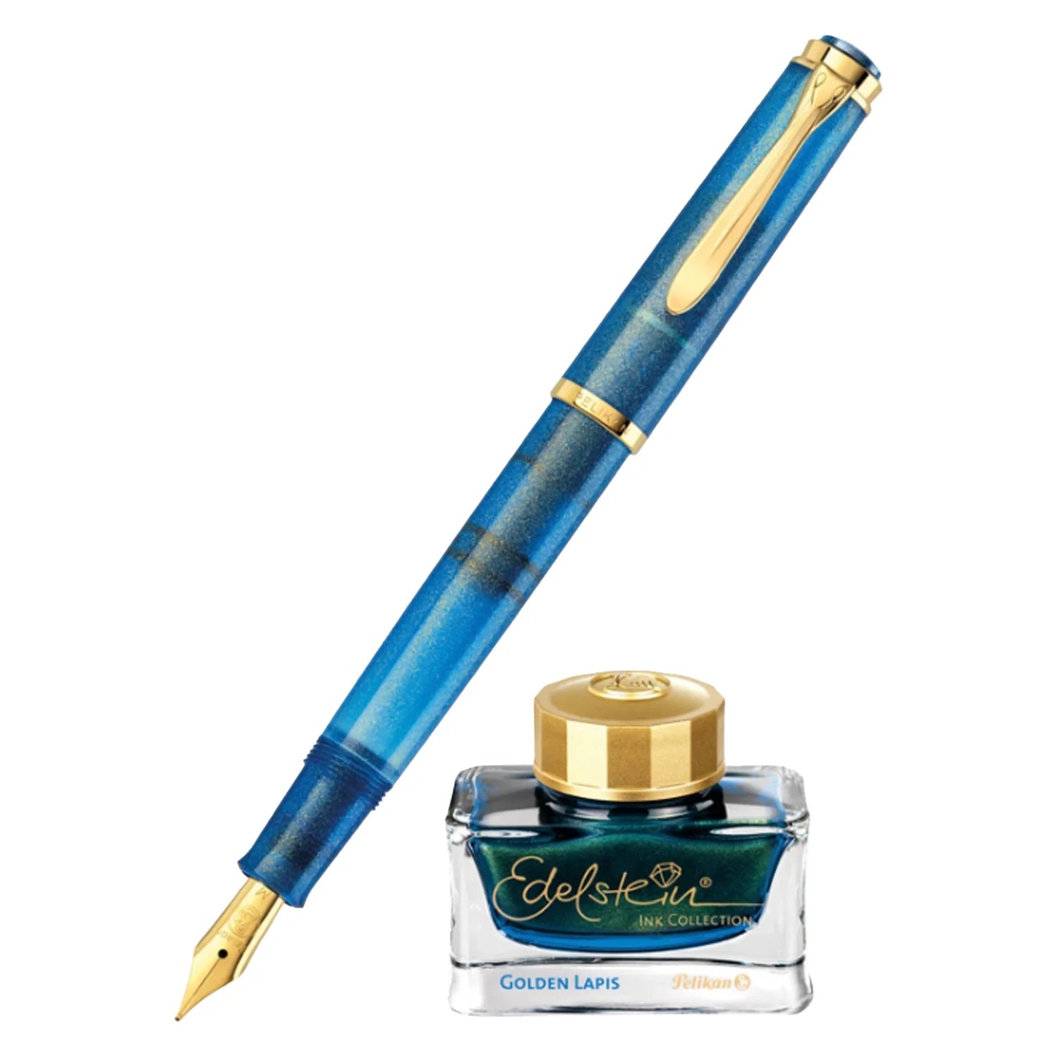 Pelikan | M200 and Edelstein Ink Set | - Golden Lapis (Special Edition)