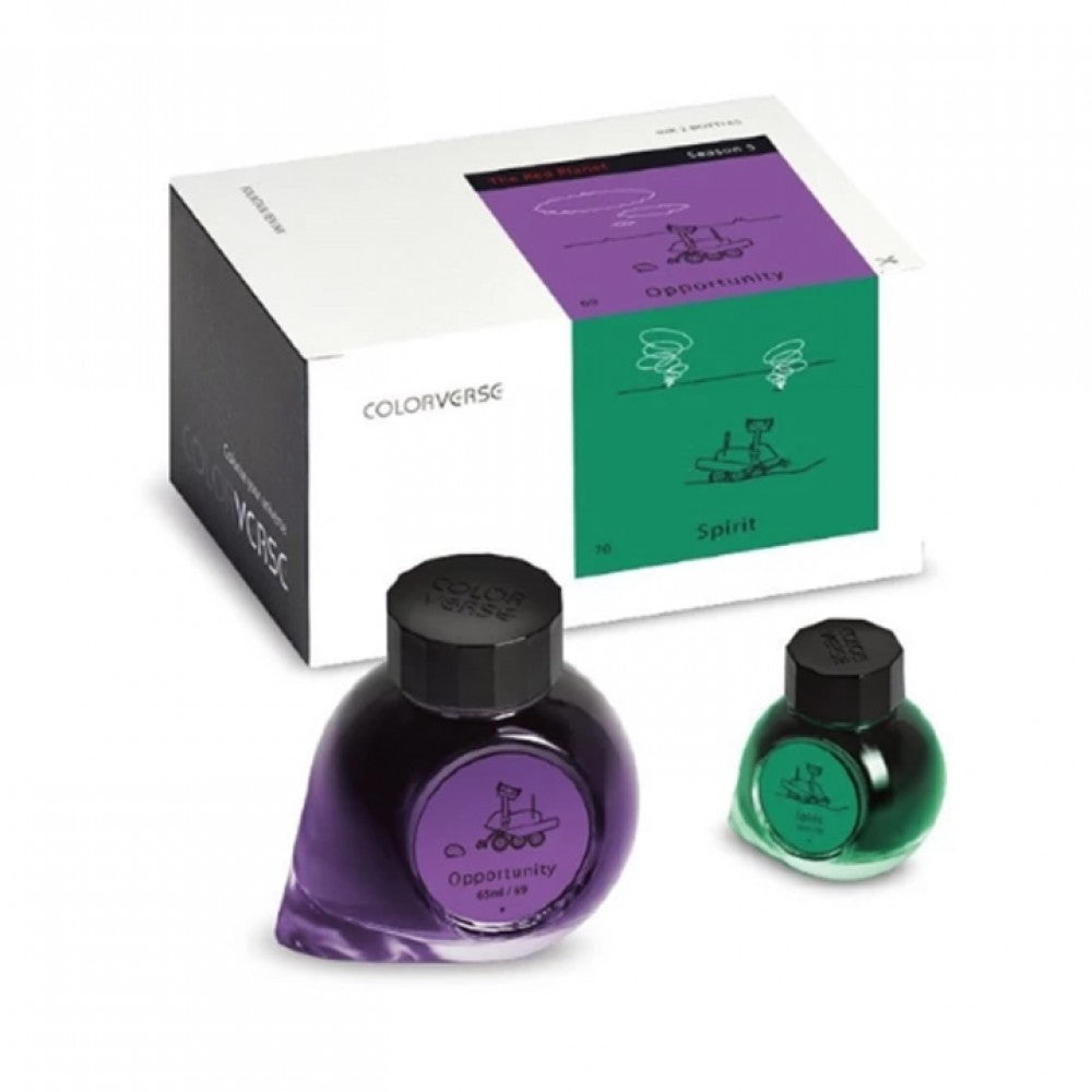 Colorverse Ink | Season 5 | The Red Planet | Opportunity (65ml) and Spirit (15ml) | Purple and Green | 2 Bottle Set | Dye-Based Nontoxic - penpencilink