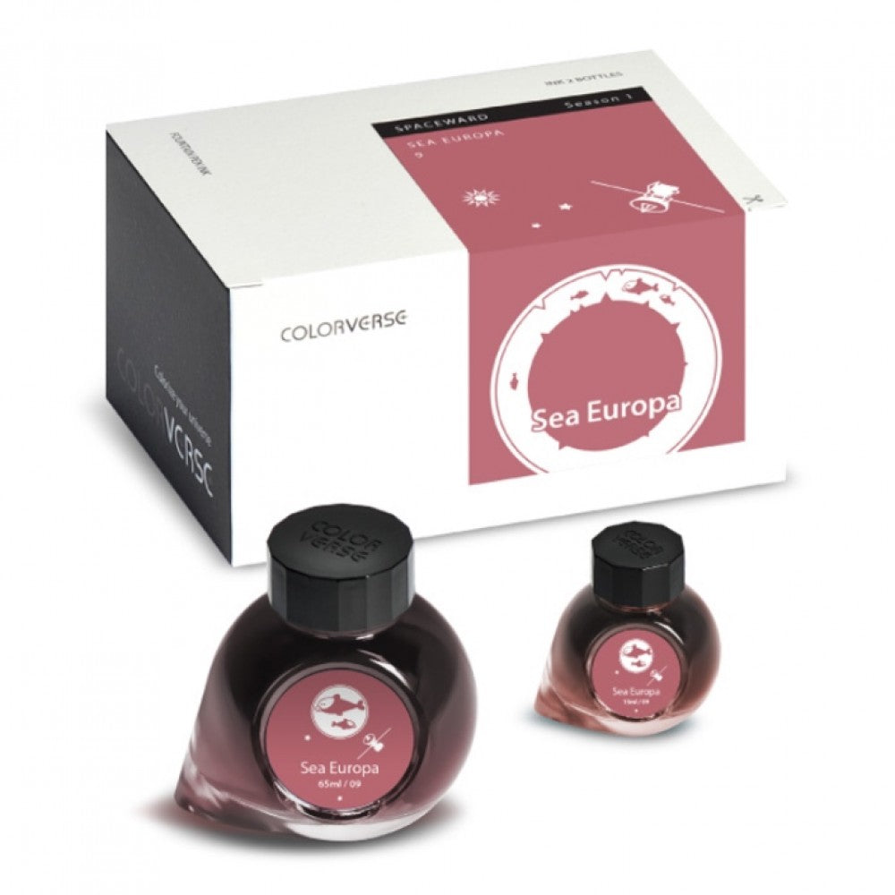 Colorverse Ink | Spaceward Series | Sea Europa | Red | 65ml & 15ml | 2 Bottle Set - penpencilink