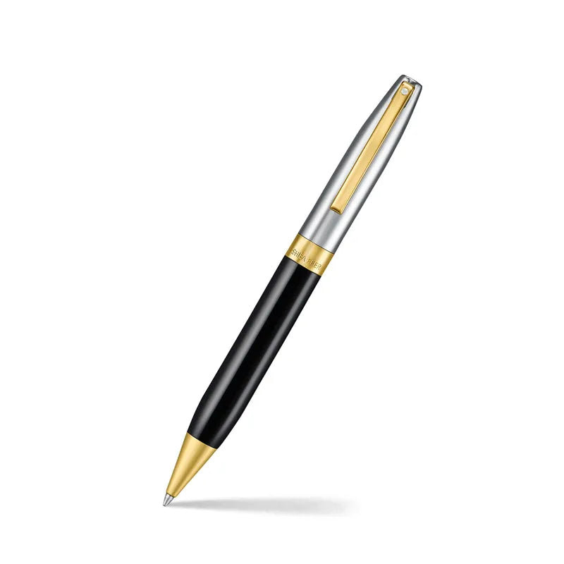 Sheaffer |Legacy 9065 |Glossy Black and Chrome Bi-color Ballpoint Pen| with 14K PVD Gold-Plated| Stainless Steel Trims