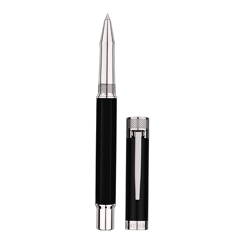 Intellio | Jewel | Black | Chrome | Roller Ball Pen