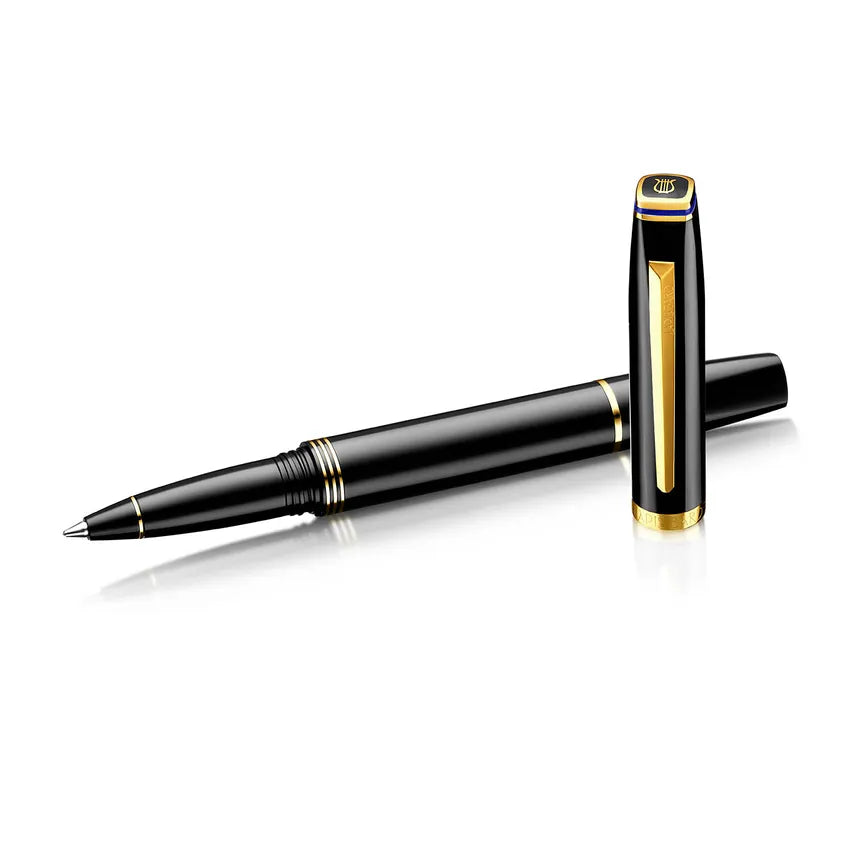 Lapis Bard | Contemporary | Roller Ball Pen | Black | Gold Trim