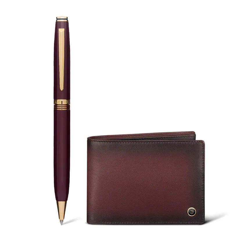Lapis Bard | Contemporary | Gift Set | Bordeaux Ball Pen | & | Wallet