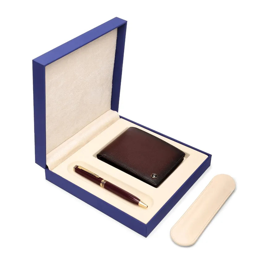 Lapis Bard | Contemporary | Gift Set | Bordeaux Ball Pen | & | Wallet