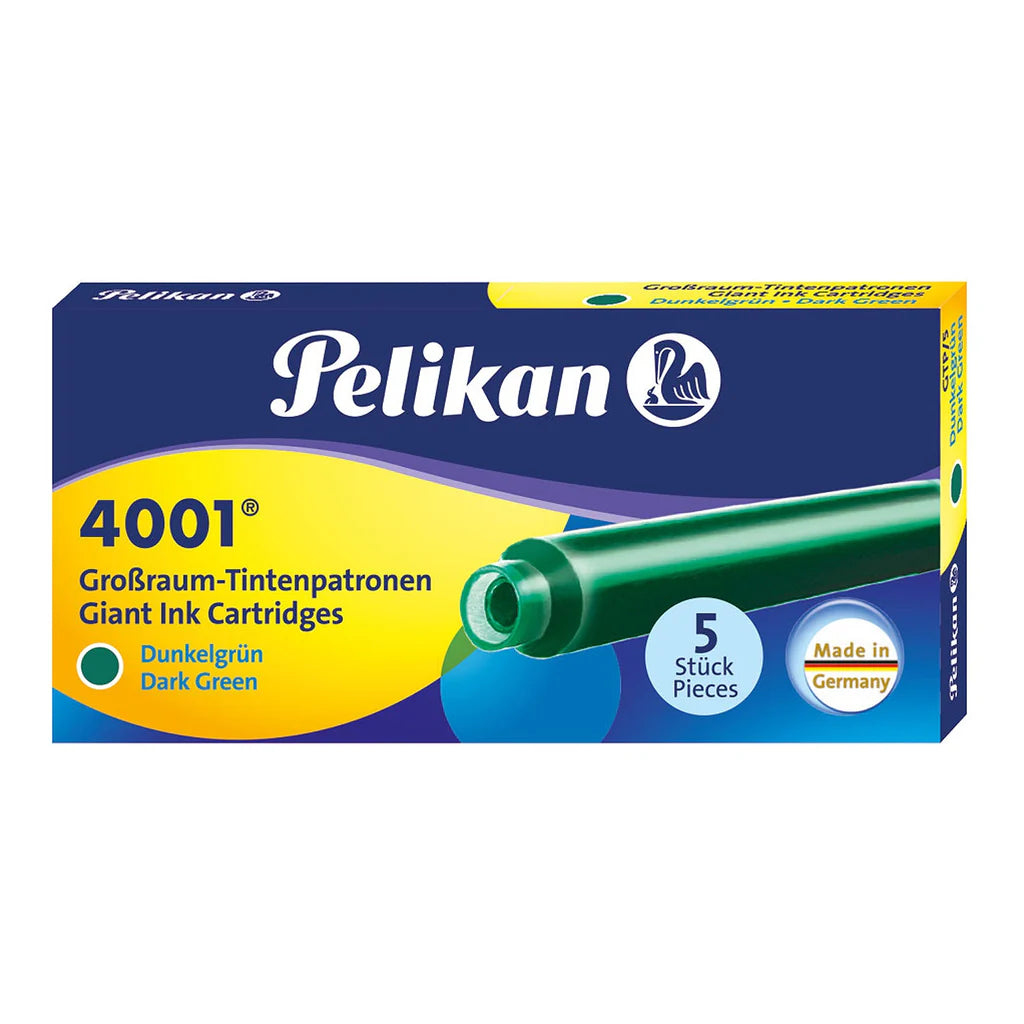 Pelikan | Ink Cartridges | - Green ( Packet of 5 ) ( Long )