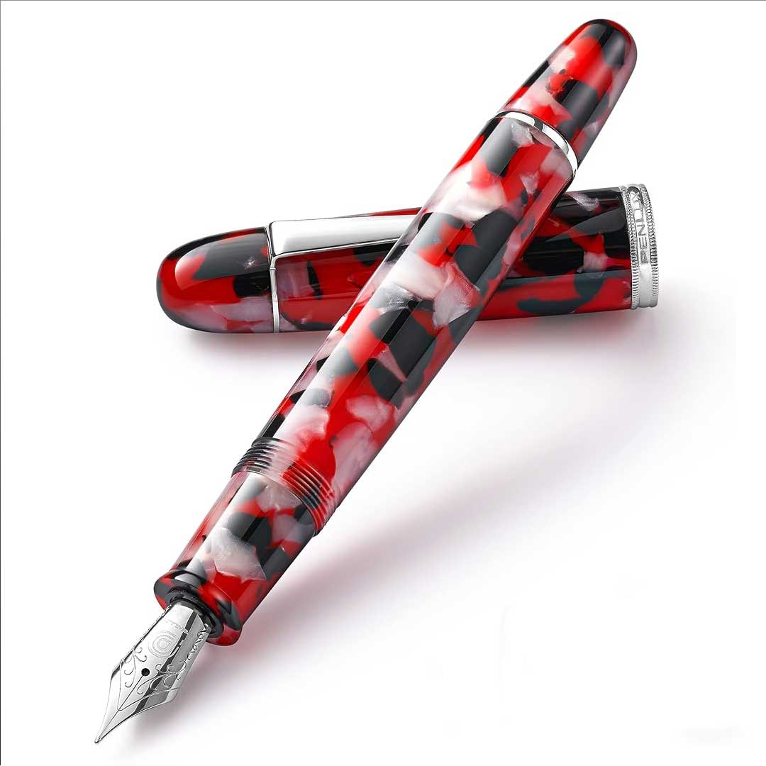 Penlux | Koi | Fountain Pen | King Body (Red,white And Black) | Piston Filling