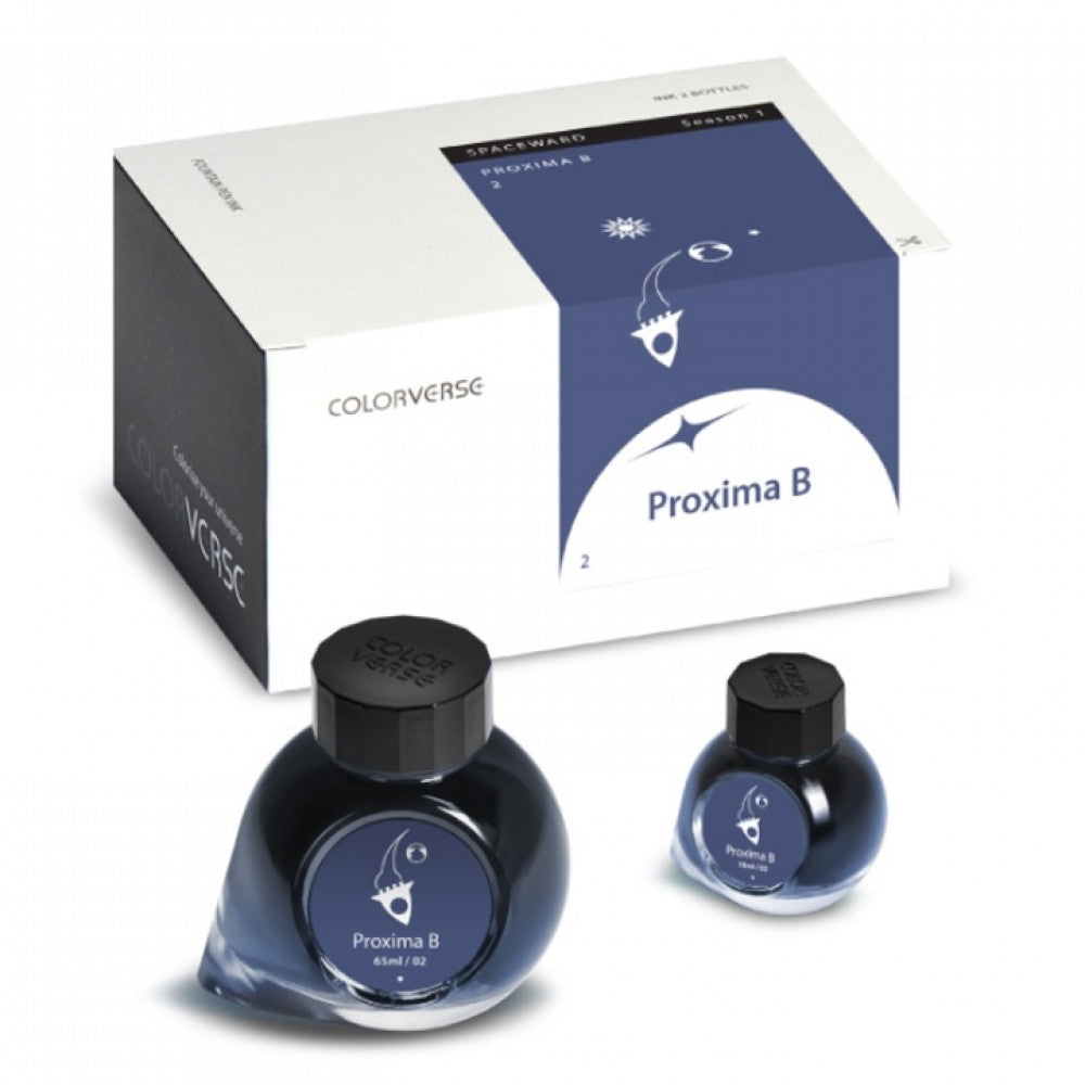 Colorverse Ink | Spaceward Series | Proxima B | Dark Blue | 65ml & 15ml | 2 Bottle Set - penpencilink
