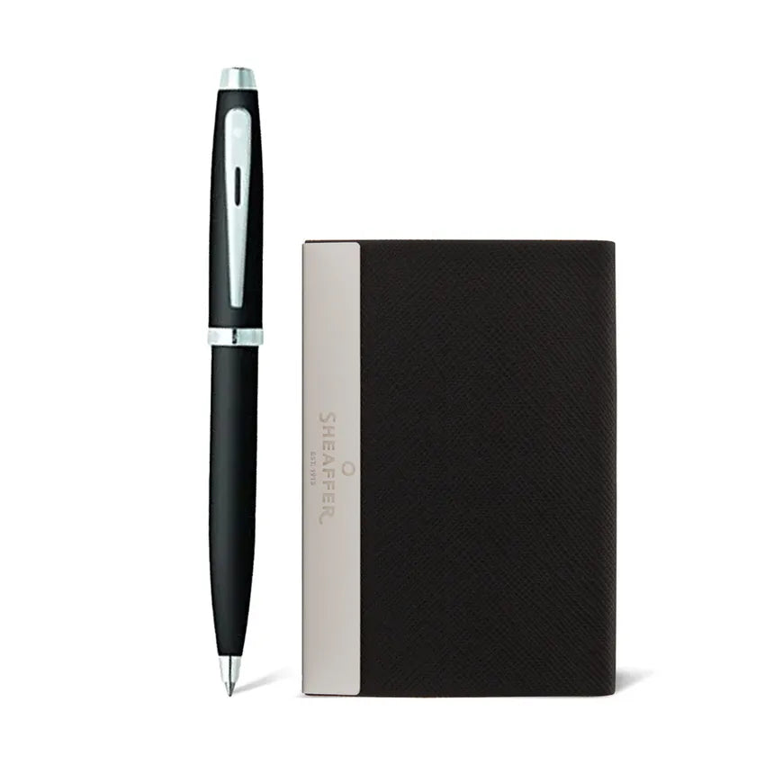 Sheaffer | Gift Set | 100 9317 | Matte Black | Chrome Trim | Ball Pen | & | Card Holder