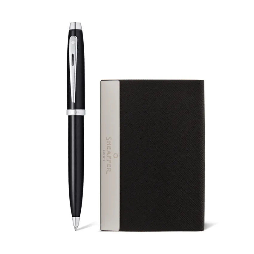 Sheaffer | Gift Set | 100 9338 | Black | Chrome Trim | Ball Pen | & | Card Holder