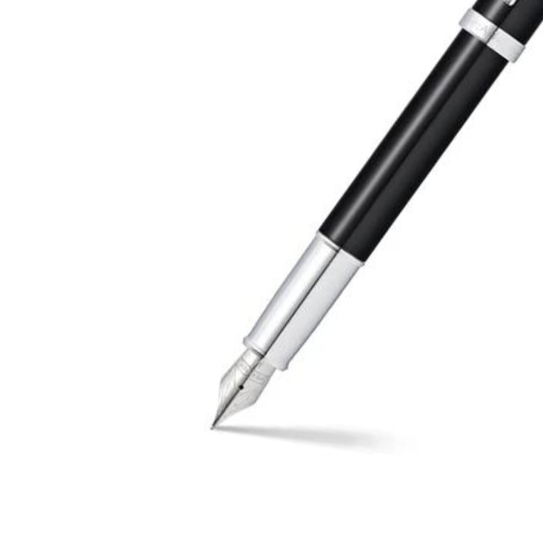 Sheaffer | 100 | 9338 | Glossy Black | Chrome Trim | Fountain Pen