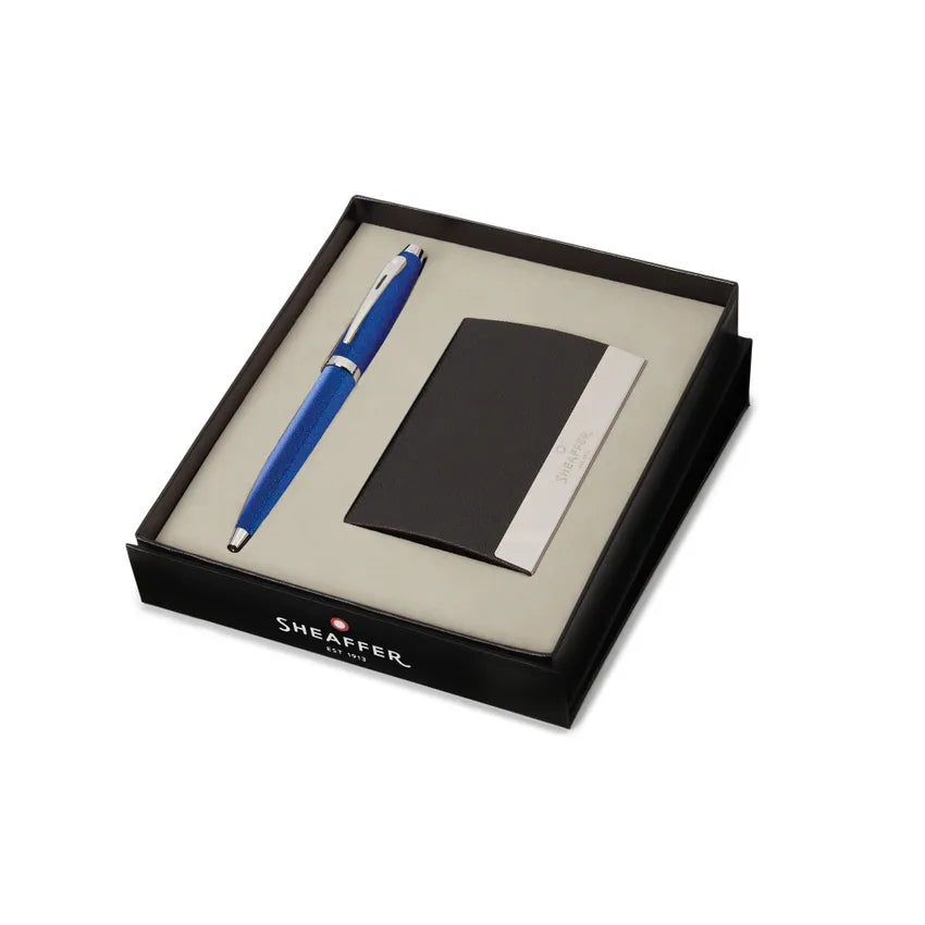 Sheaffer | Gift Set | 100 9339 | Blue | Chrome Trim | Ball Pen | & | Card Holder