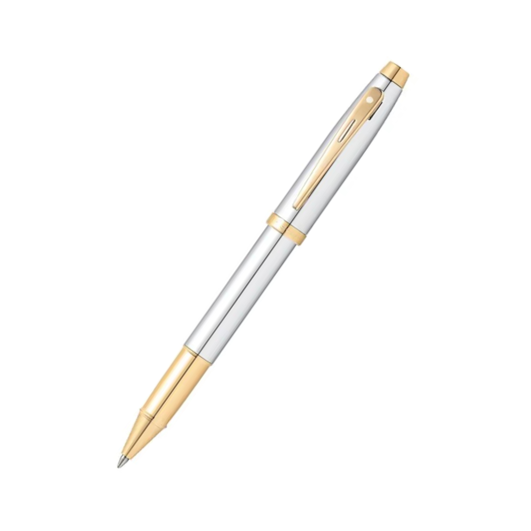 Sheaffer | 100 | 9340 | Silver Chrome | Gold Trim | Roller Ball Pen