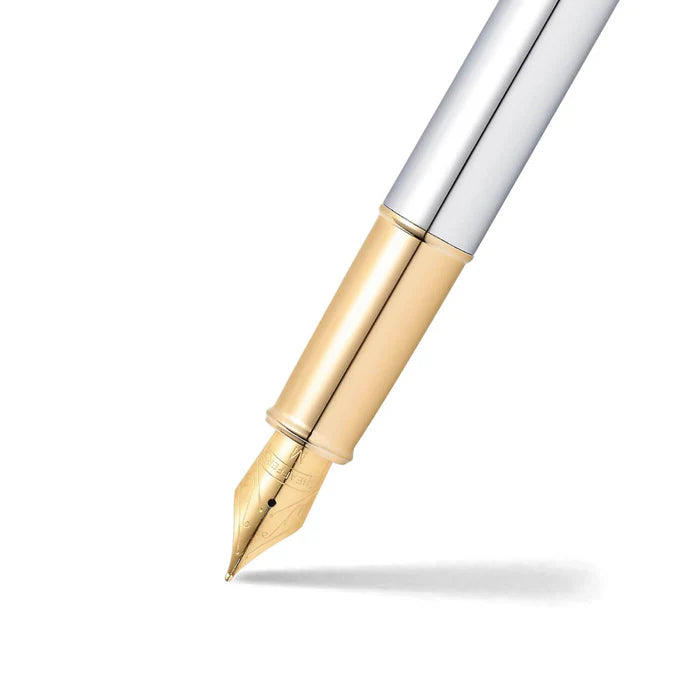 Sheaffer | 100 | 9340 | Silver Chrome | Gold Trim | Fountain Pen