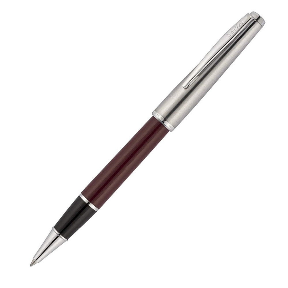 Scrikss Metropolis Burgundy Barrel With Chrome Finish Cap Roller Ball Point Pen, Chrome Trims