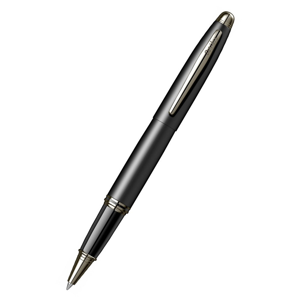 Scrikss Knight 88 Matt Black Roller Ball Point Pen, Matt Black Plated Brass Body, Stainless Steel Clip With Gunmetal Alloy