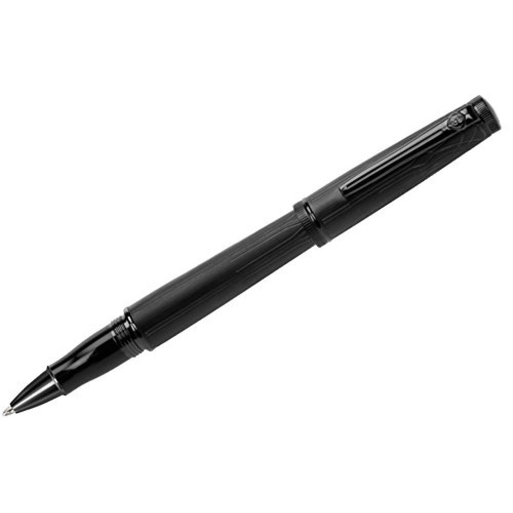 Scrikss Heritage Matt Black Roller ball Pen With Titanium Plated Engraved Design,1.0mm Point refill