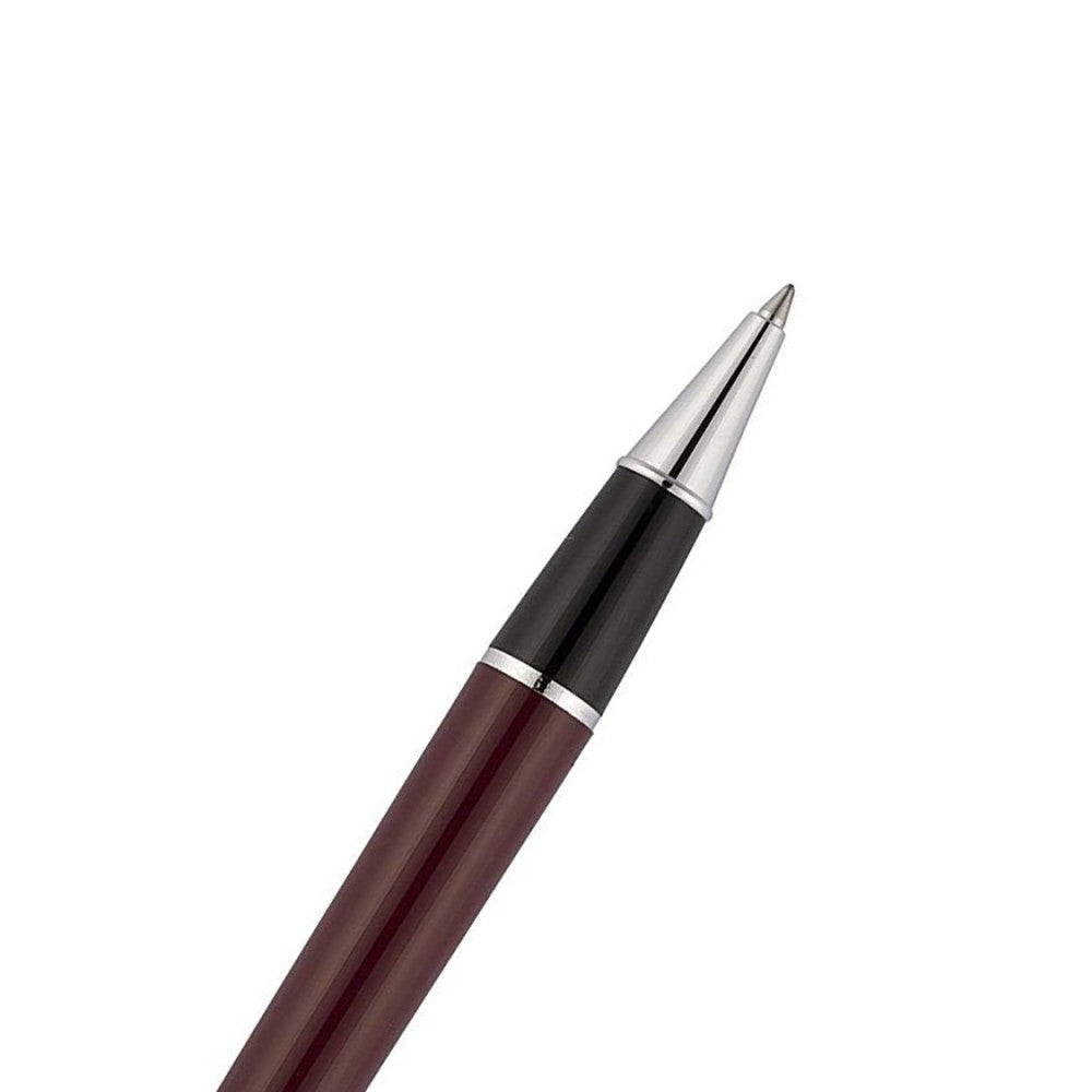 Scrikss Metropolis Burgundy Barrel With Chrome Finish Cap Roller Ball Point Pen, Chrome Trims