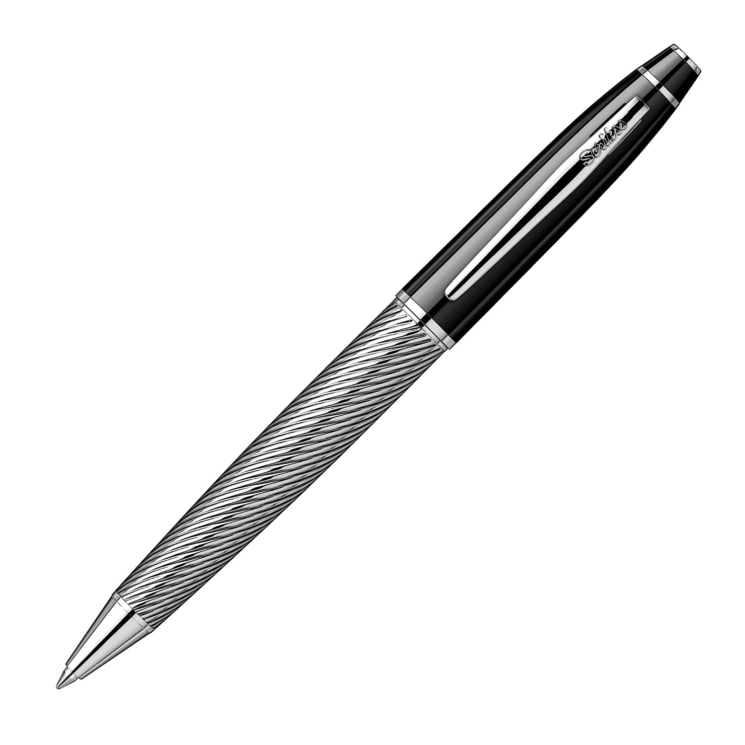 Scrikss | Noble 35C | Ball Point Pen | Spiral Black Chrome