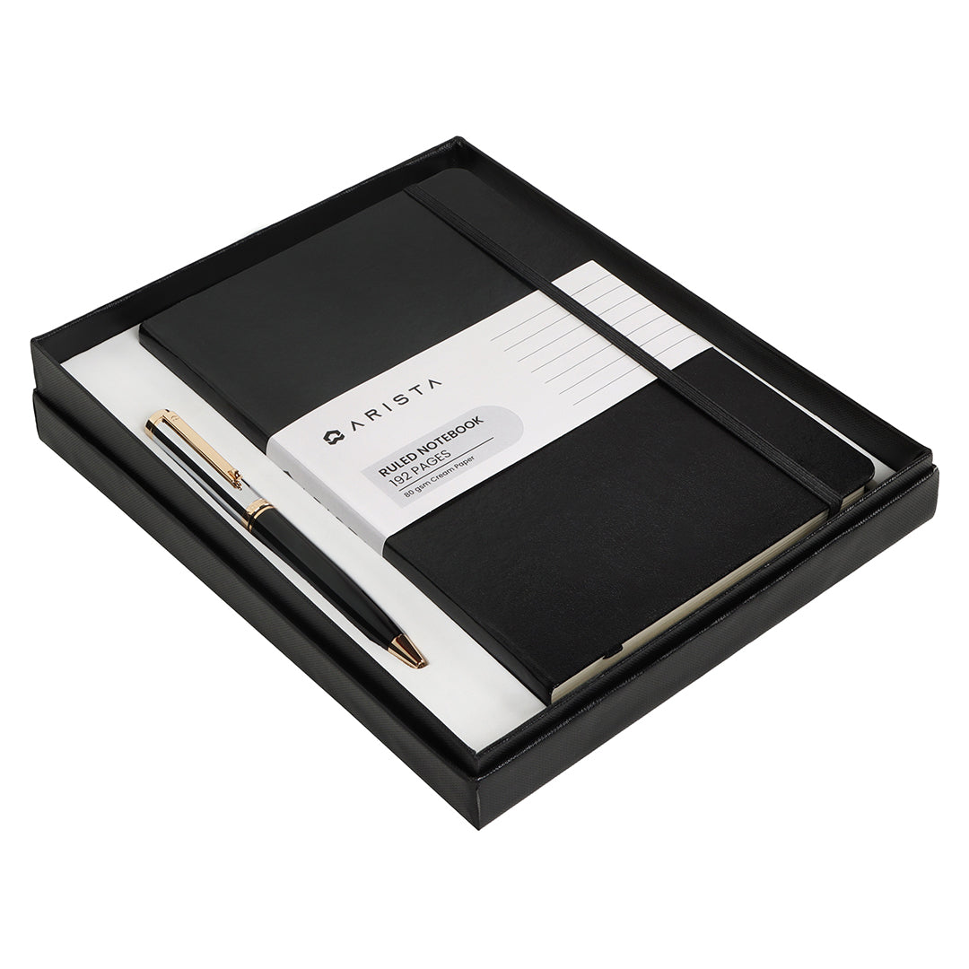 Arista | Ballpoint Pen | - Black Barrel Chrome Cap GT (With A5 Note Book)