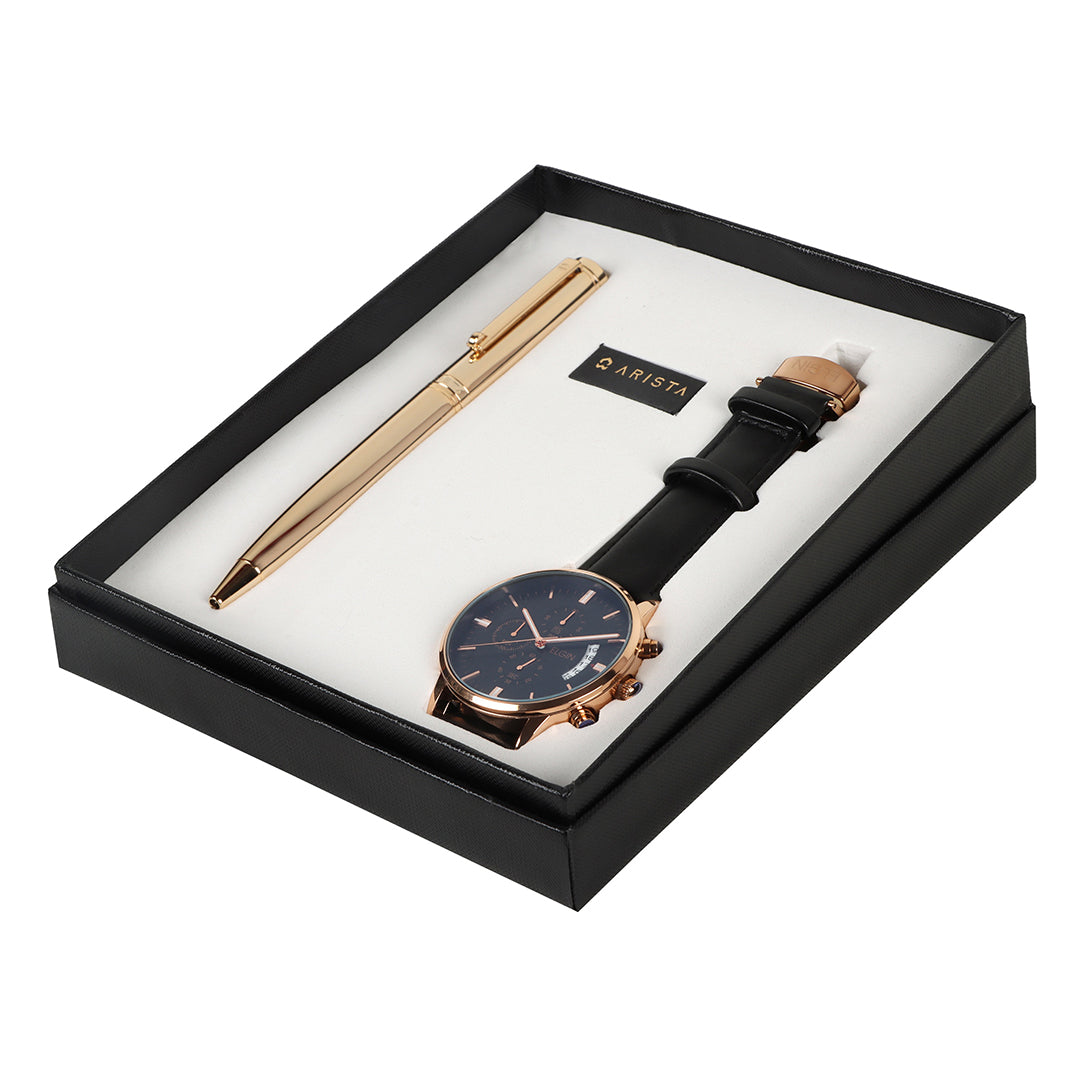Arista | Ballpoint Pen | - Full Gold (With Elgin Watch With Pencil Mechanism)