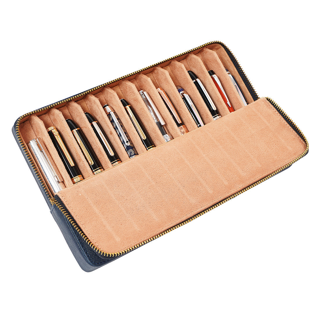 Arista | Pen Leatherette | Pen Case For 12 Pens - Blue
