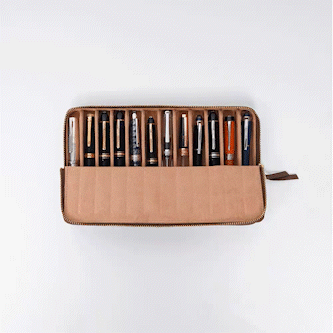 Arista | Pen Leatherette | Pen Case For 12 Pens - Brown