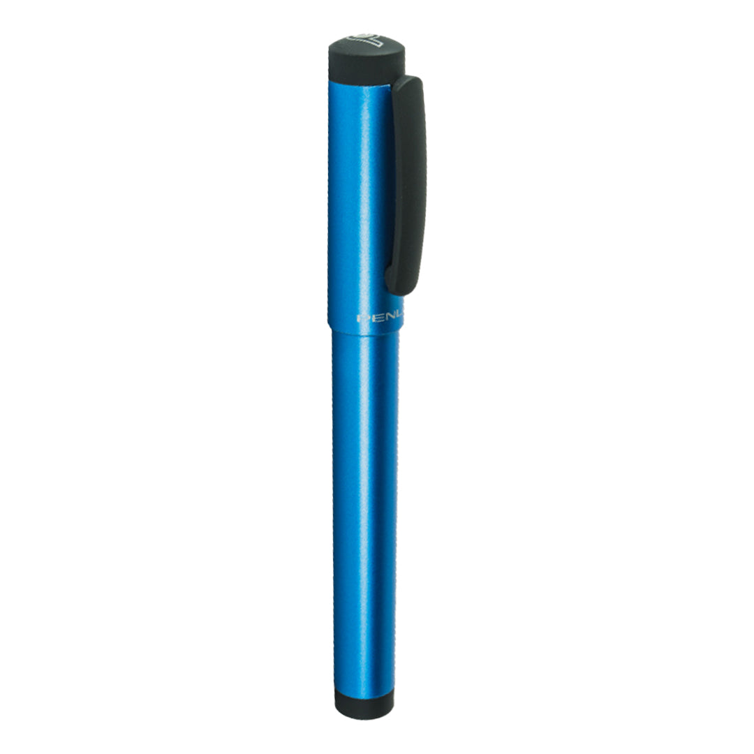 Penlux Junior Metallic Blue With Black Clip Fountain Ink Pen Made In Taiwan