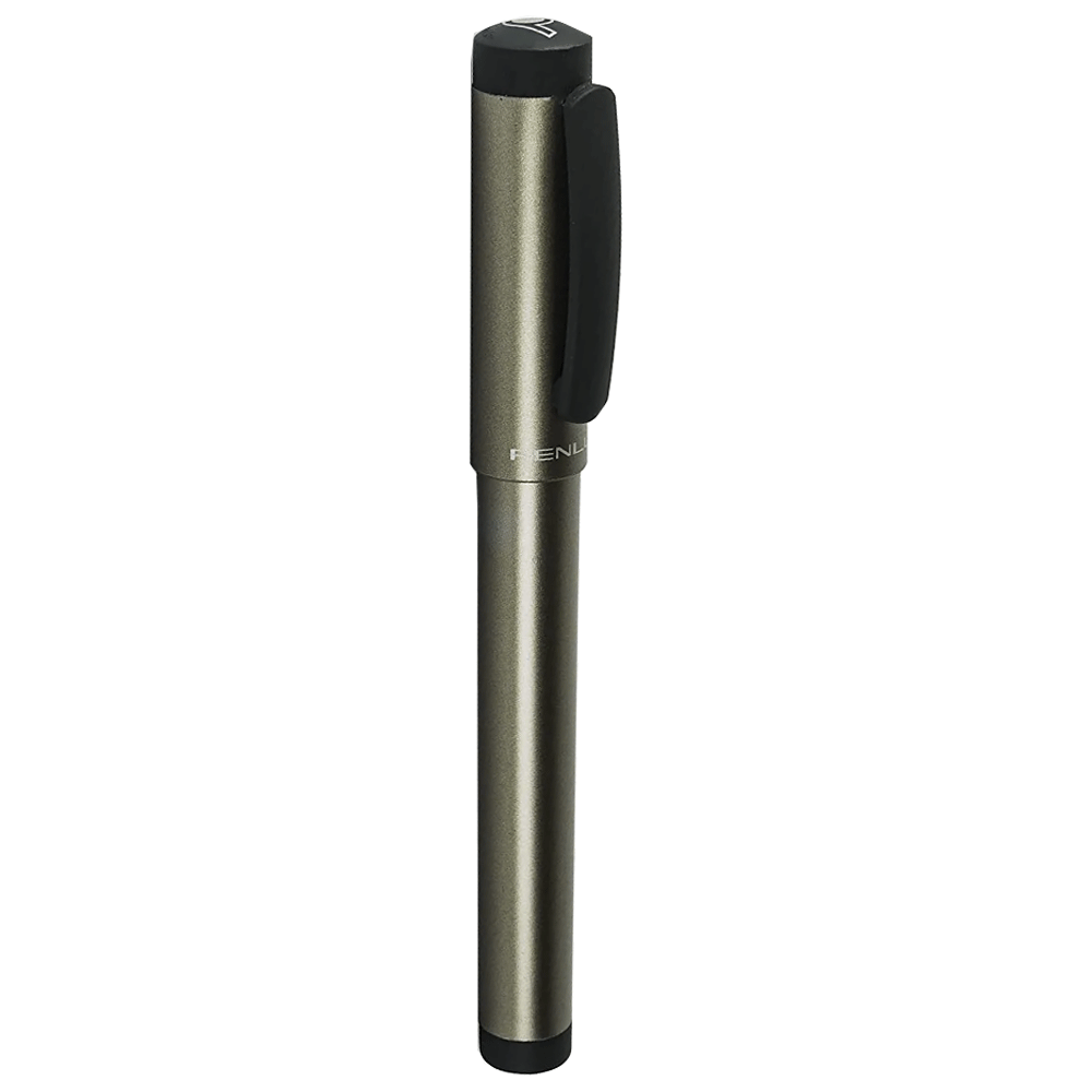 Penlux Junior Metallic Charcoal Body With Black Clip Fountain Ink Pen. Made In Taiwan