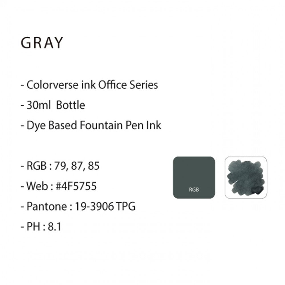 Colorverse | Office Series | Ink Bottle | Gray | 30ml - penpencilink