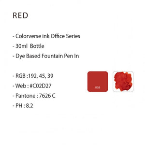 Colorverse | Office Series | Fountain Pen Ink | Red | 30ml - penpencilink
