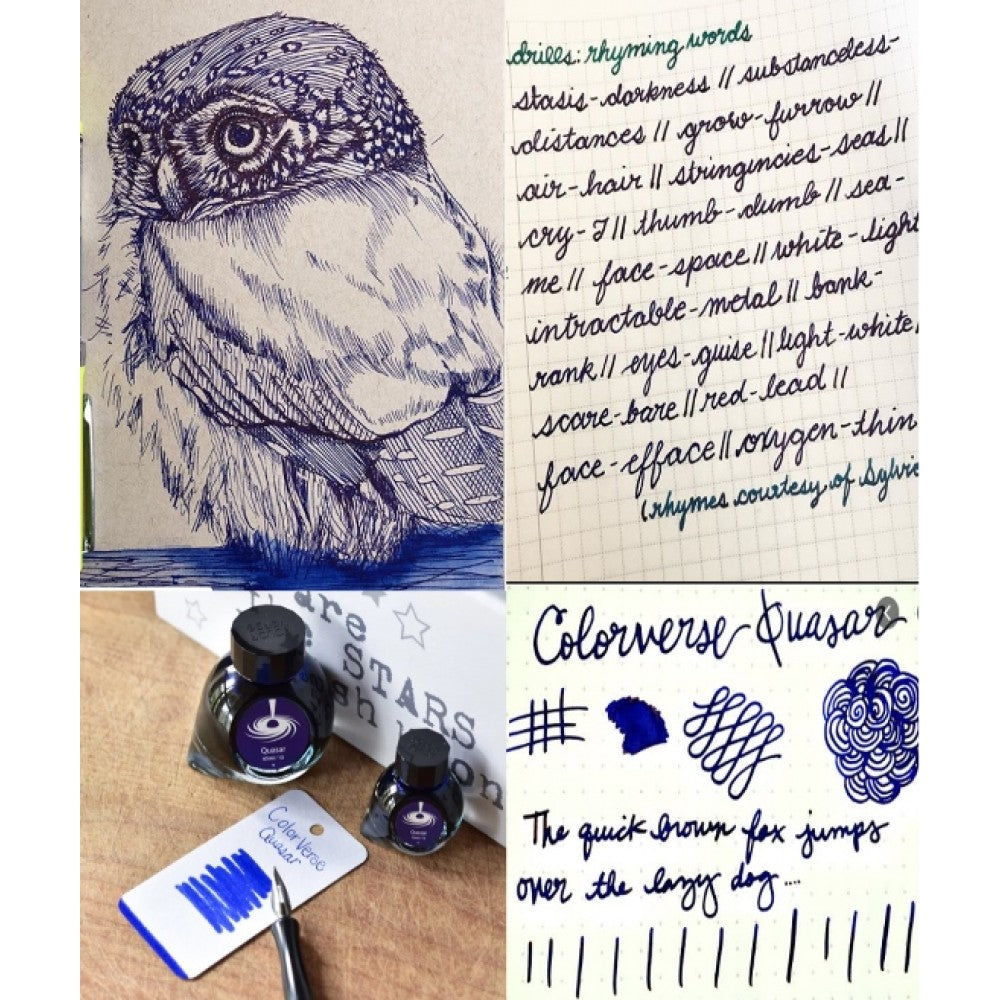 Colorverse | Astrophysics Series | Season 2 | Fountain Pen Ink | Quasar | Dark Blue | 65ml and 15ml | 2 Bottle Set - penpencilink