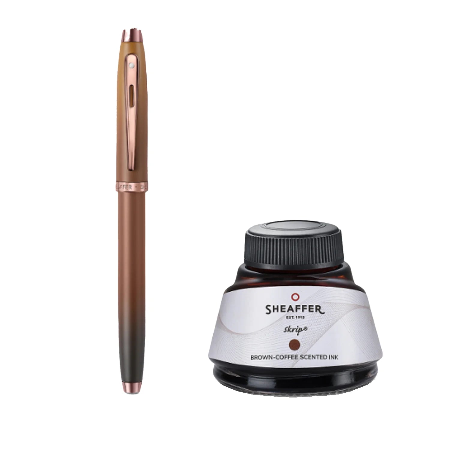 Sheaffer | 100 | Gift Set | Coffee Edition | Fountain Pen & Coffee Ink Bottle (Scented) (50ml)