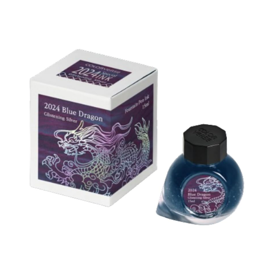 Colorverse | 2024 Special Ink | Glistening Silver | Blue Dragon | Fountain Pen Ink