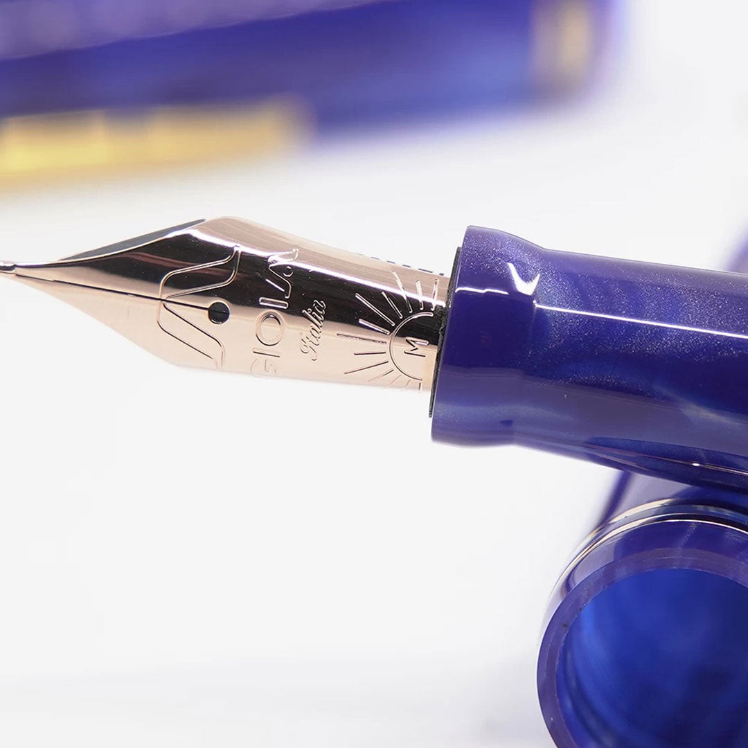 Gioia | Metis Fountain Pen | Blue Aesthetic | Rose Gold Trims | Broad Nib