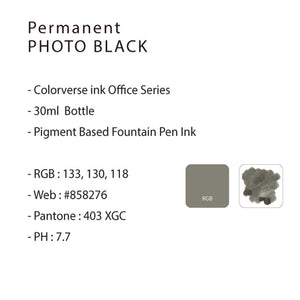 Colorverse | Office Series | Fountain Pen Ink | Permanent Photo | Black | 30ml - penpencilink