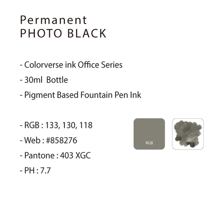 Colorverse | Office Series | Fountain Pen Ink | Permanent Photo | Black | 30ml - penpencilink