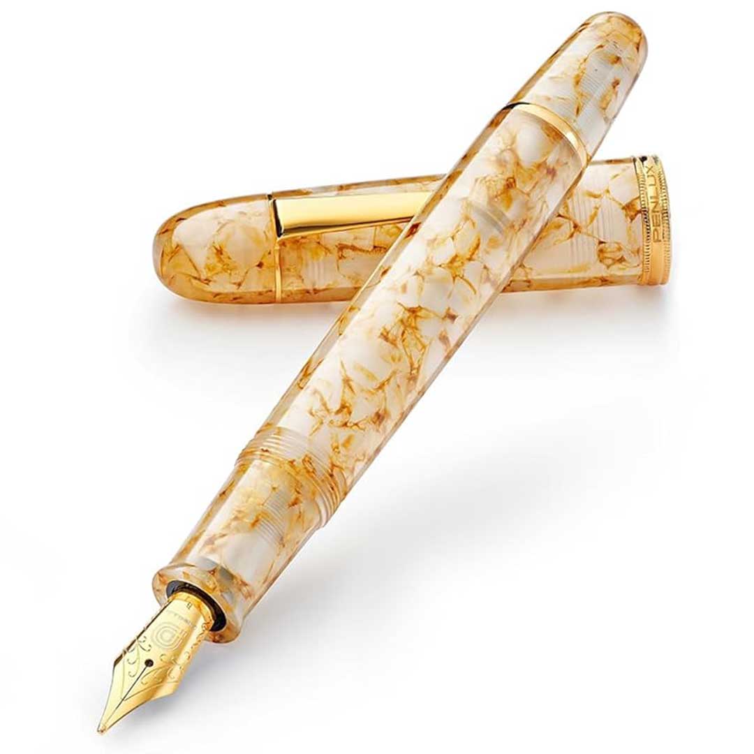 Penlux | Masterpiece Grande | Great Natural | Fountain Pen | Golden Sand | Clear Body | Piston Filling