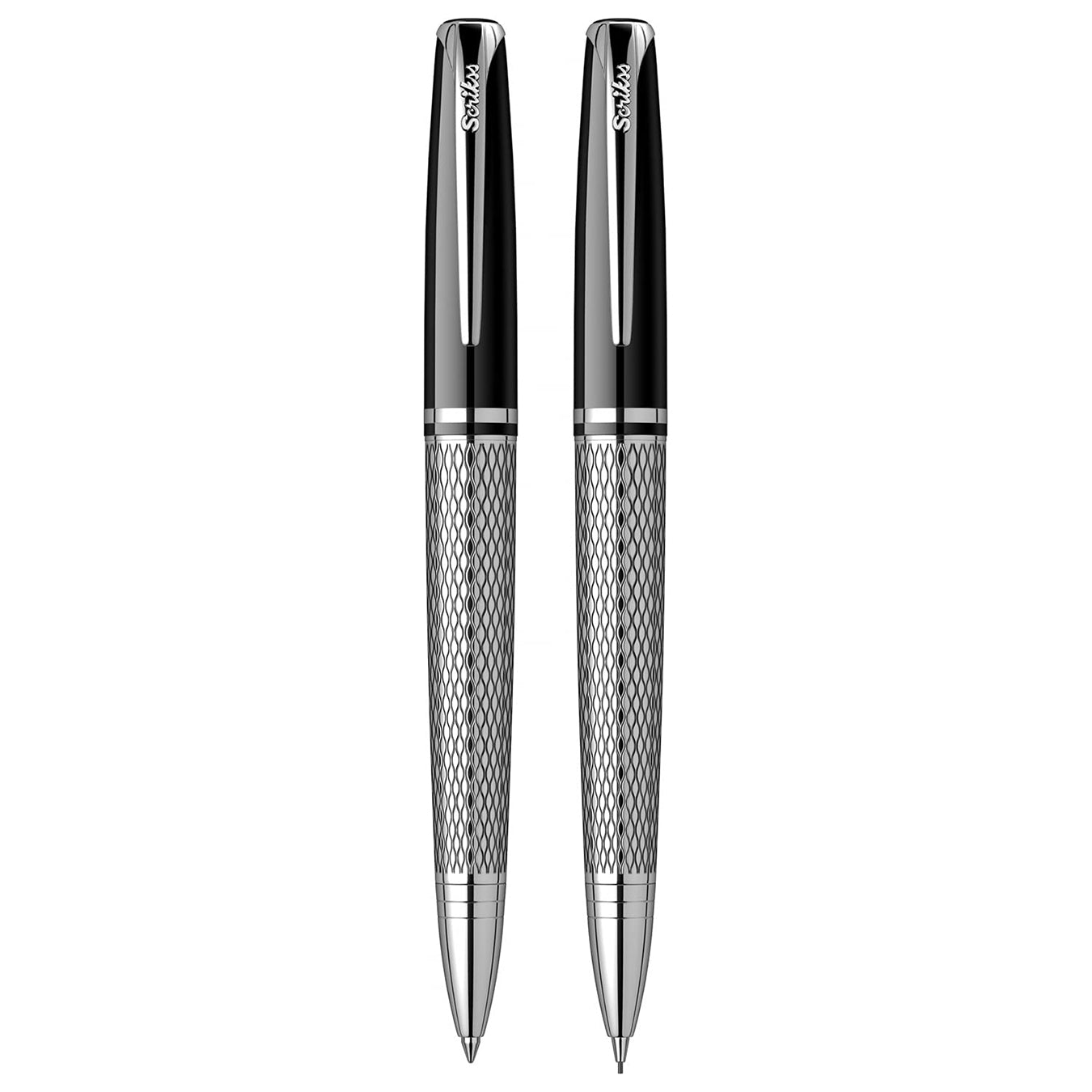 Scrikss Pera 477 Ball Point & Mechanical Pencil Set | Black Chrome CT