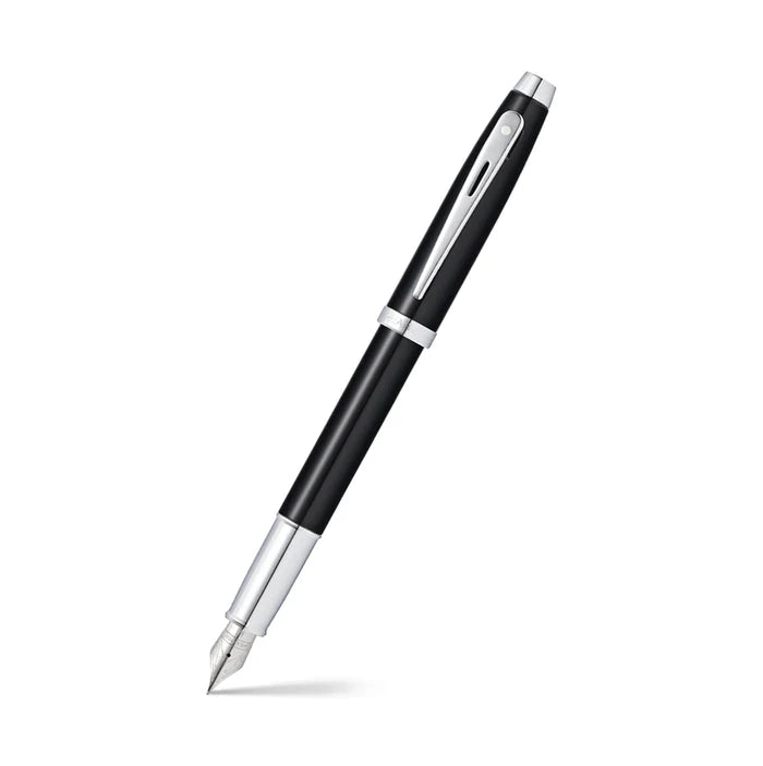 Sheaffer | 100 | 9338 | Glossy Black | Chrome Trim | Fountain Pen