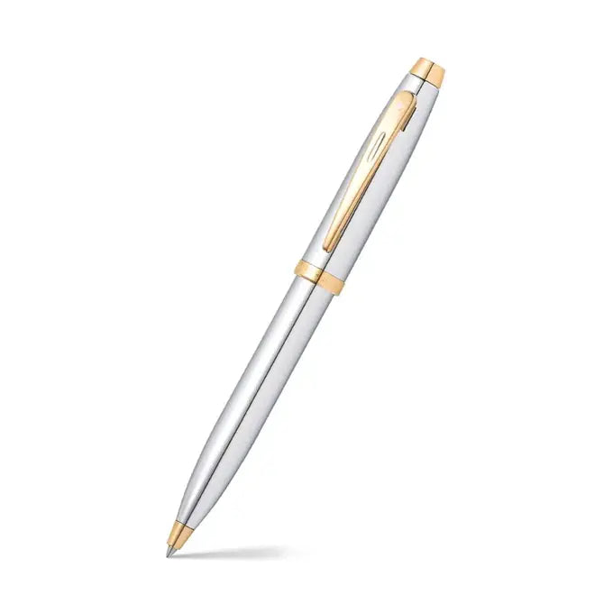 Sheaffer | 100 | 9340 | Silver Chrome | Gold Trim | Ball Pen