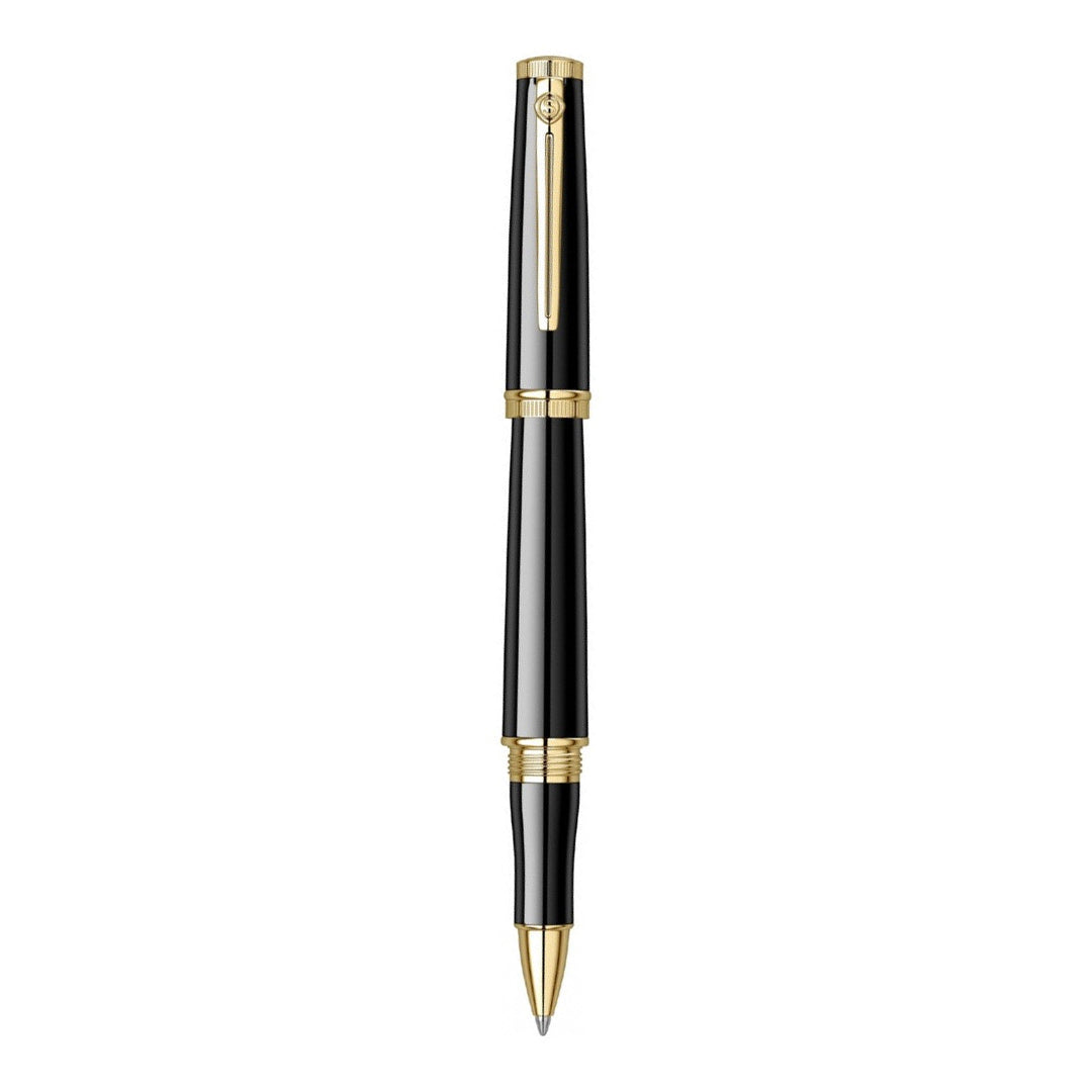 Scrikss Heritage Glossy Black Roller ball Pen With  23k Gold Plated,1.0mm Point refill